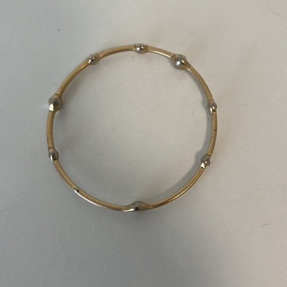 Vintage Lia Sophia Gold Tone & Round Rhinestone Bangle Bracelet Costume Jewelry - Picture 4 of 5